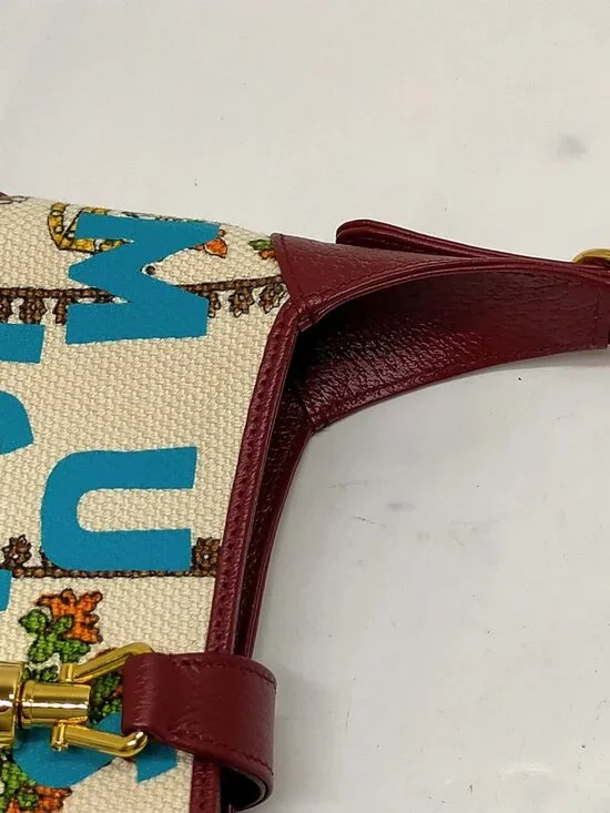 Authentic Gucci Jackie 1961 Floral Canvas Small Shoulder Bag Red Leather Trim - Picture 8 of 16